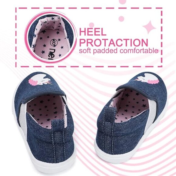 NEW RANLY & SMILY Unicorn Denim Navy Shoes Slip On No Tie Canvas Casual Sneakers - Picture 2 of 6